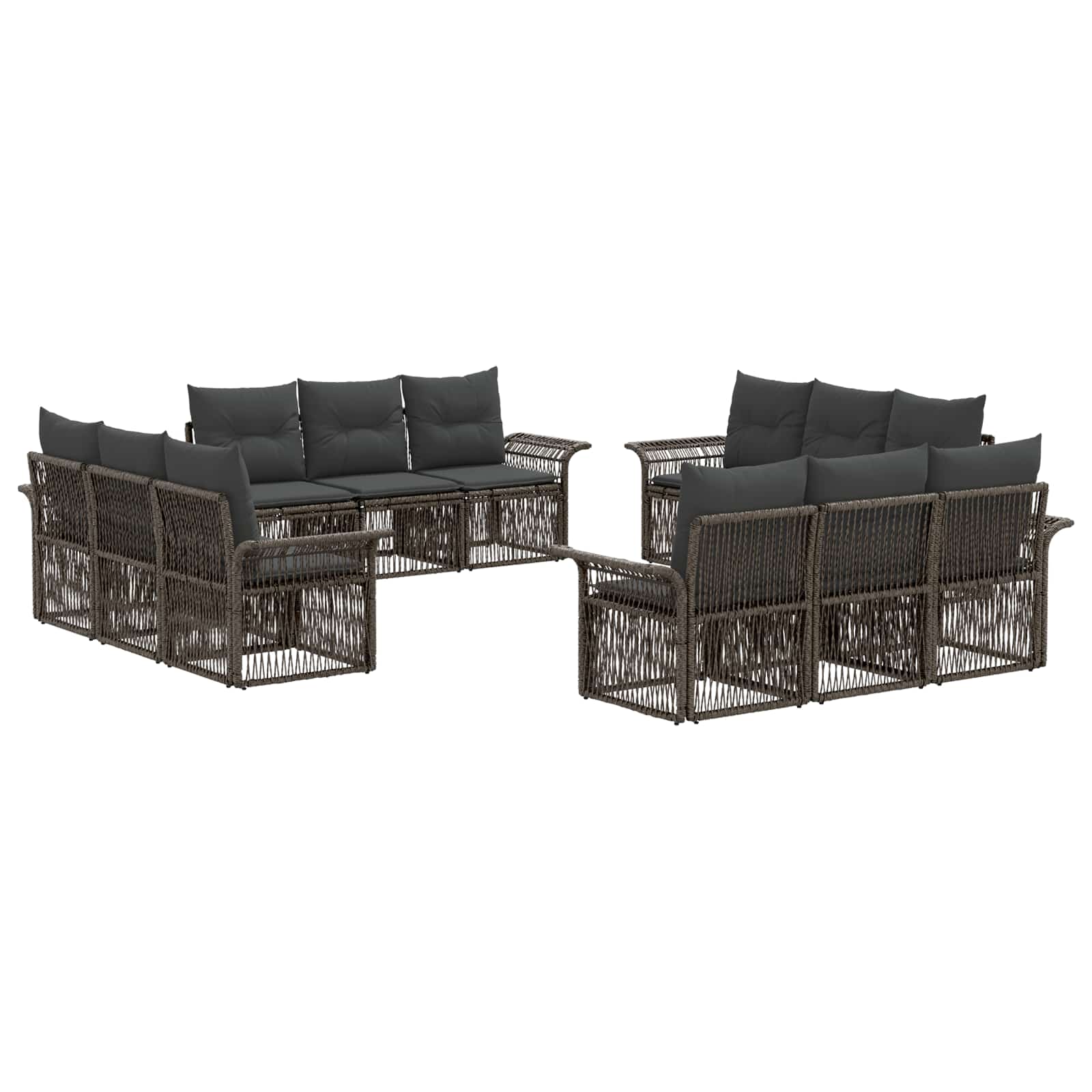 vidaXL Tuinbankenset 13 pcs Zwart poly rattan