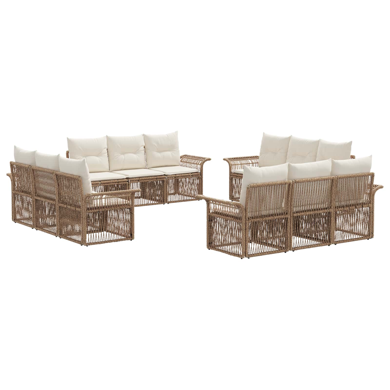 vidaXL Tuinbankenset 13 pcs Zwart poly rattan