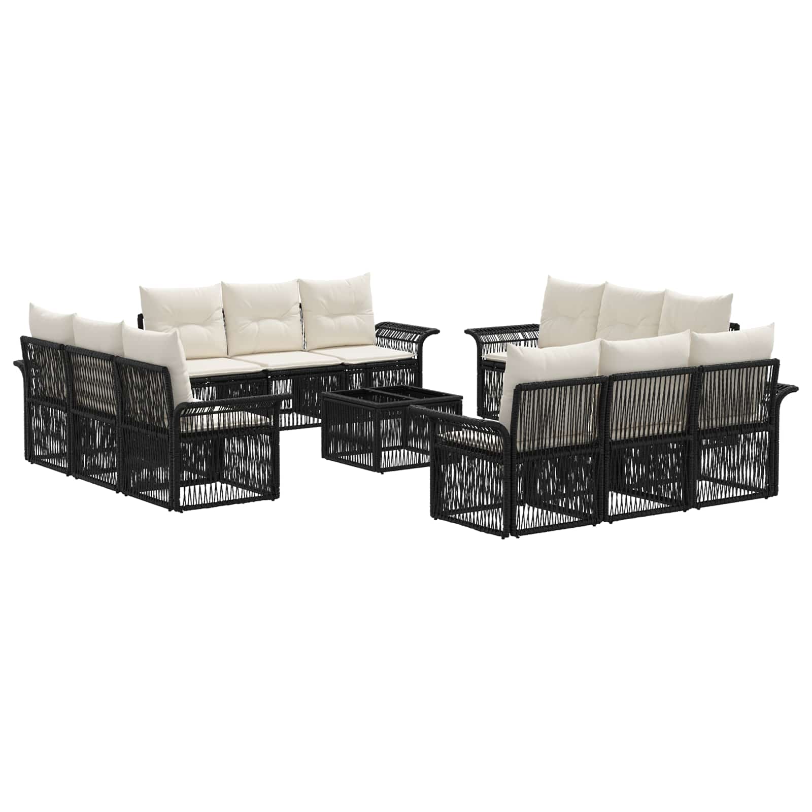 vidaXL Tuinbankenset 13 pcs Zwart poly rattan
