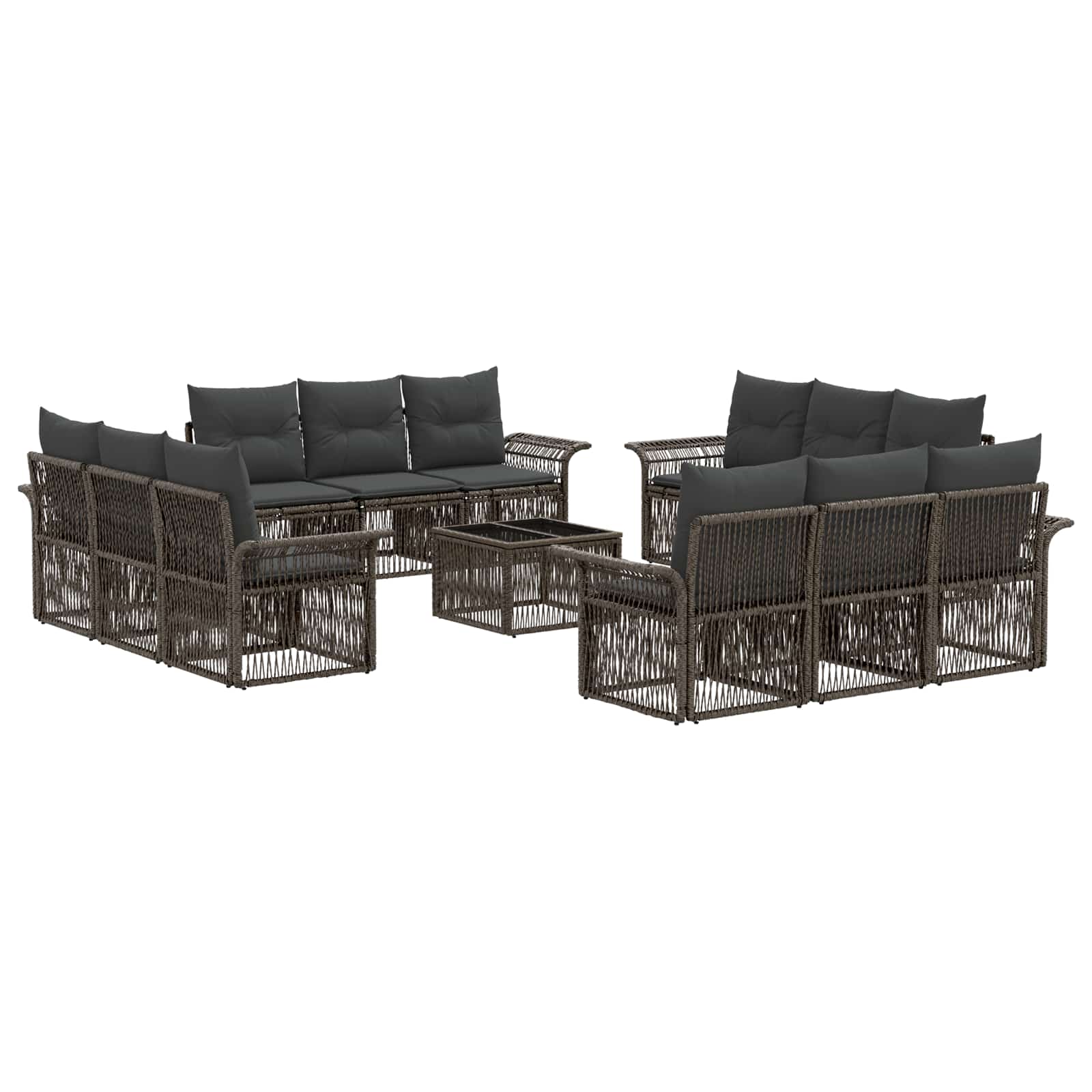 vidaXL Tuinbankenset 13 pcs Zwart poly rattan