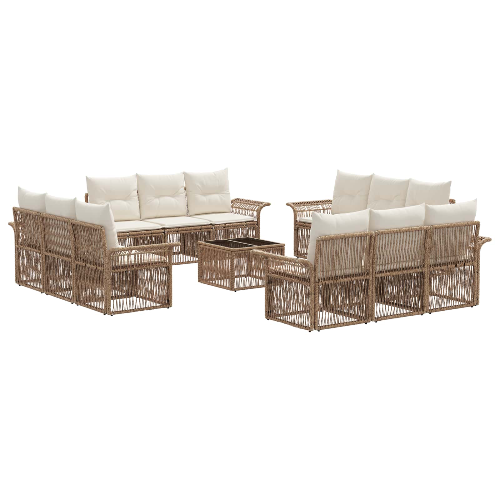 vidaXL Tuinbankenset 13 pcs Zwart poly rattan