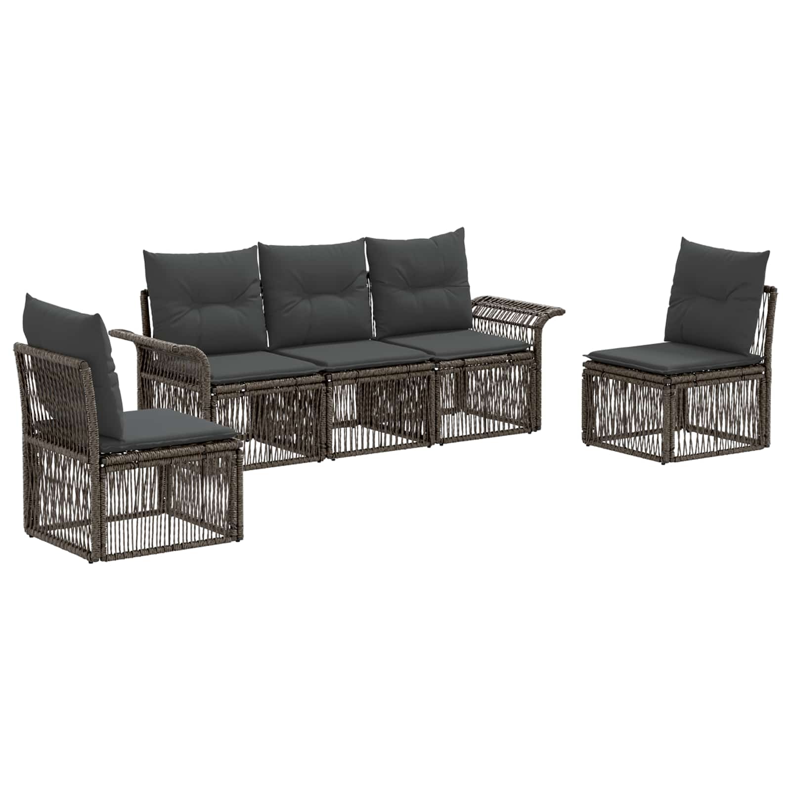 vidaXL Tuinbankenset 6 pcs Zwart poly rattan