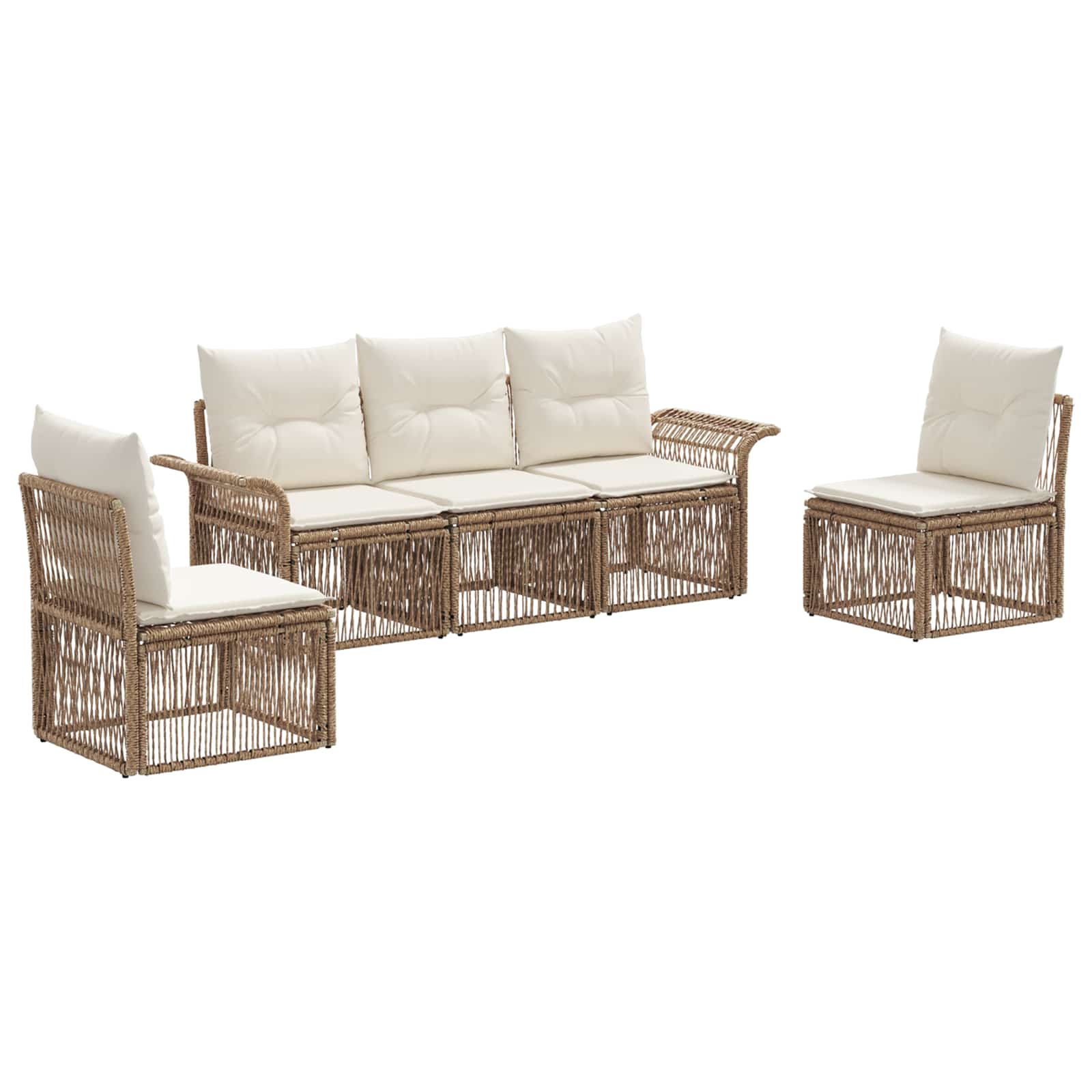 vidaXL Tuinbankenset 6 pcs Zwart poly rattan