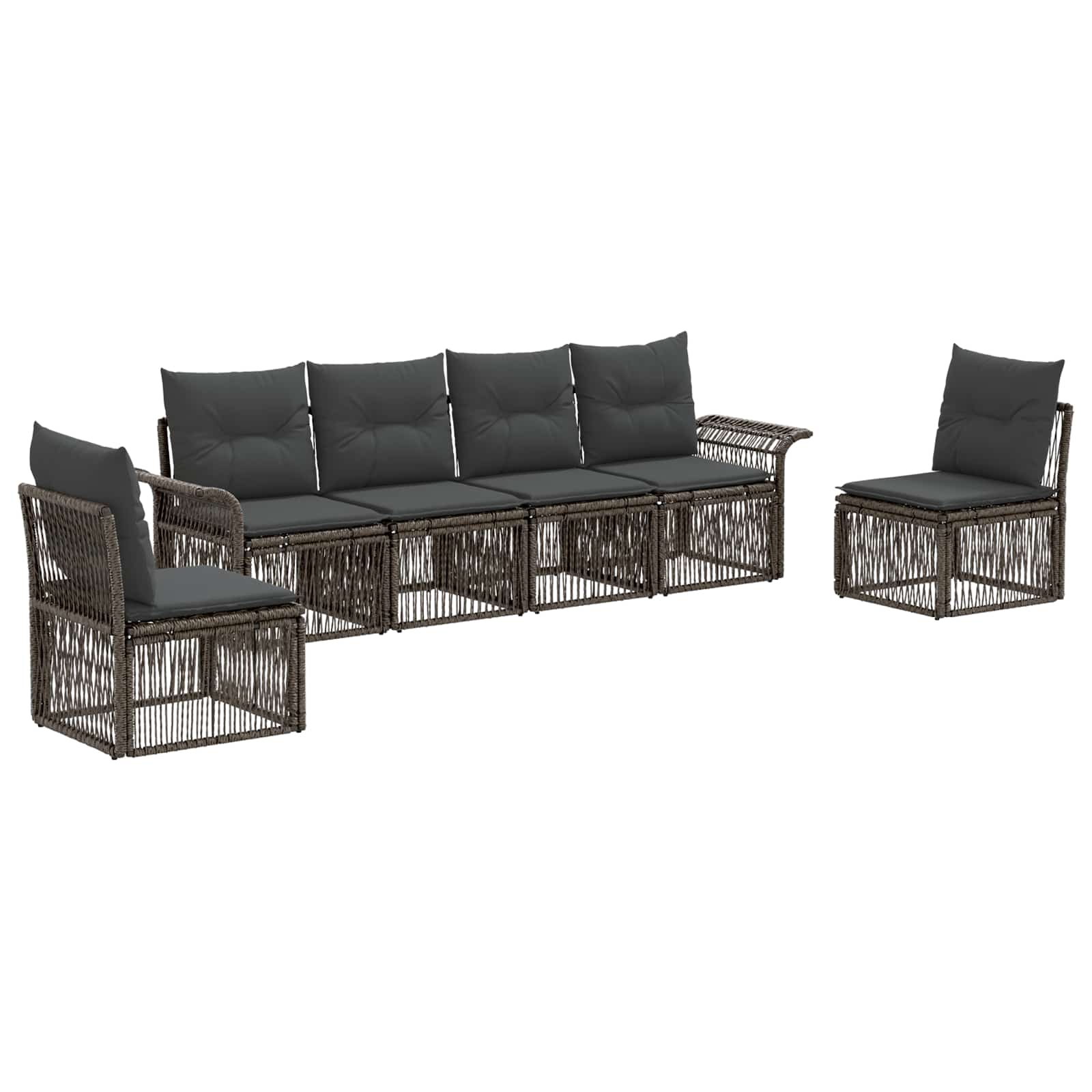 vidaXL Tuinbankenset 7 pcs Zwart poly rattan