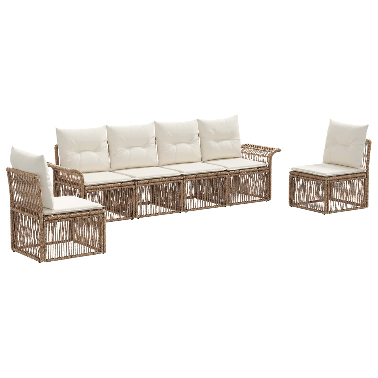 vidaXL Tuinbankenset 7 pcs Zwart poly rattan