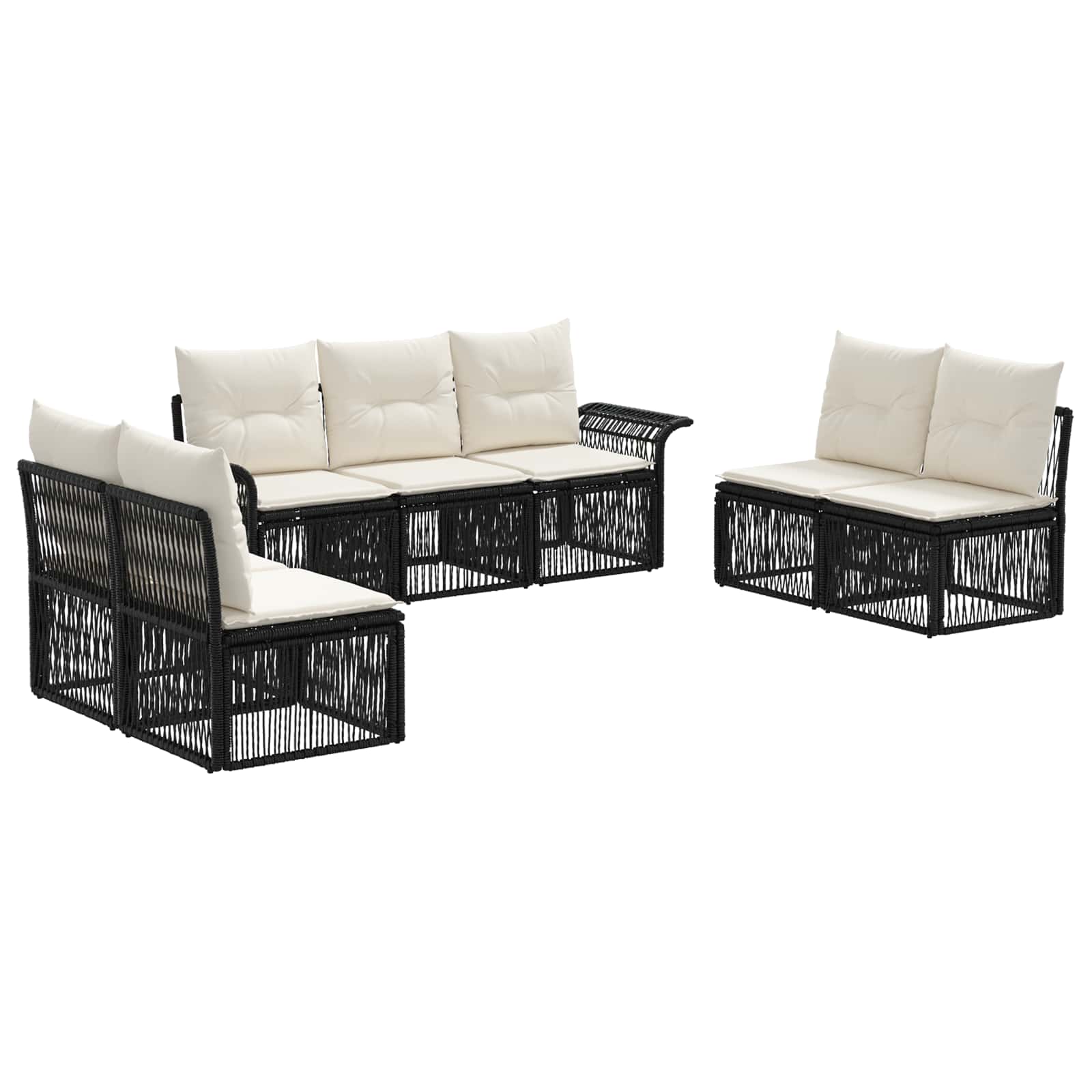 vidaXL Tuinbankenset 8 pcs Zwart poly rattan