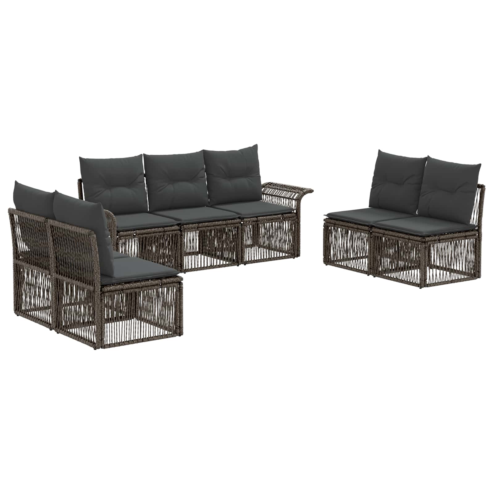 vidaXL Tuinbankenset 8 pcs Zwart poly rattan