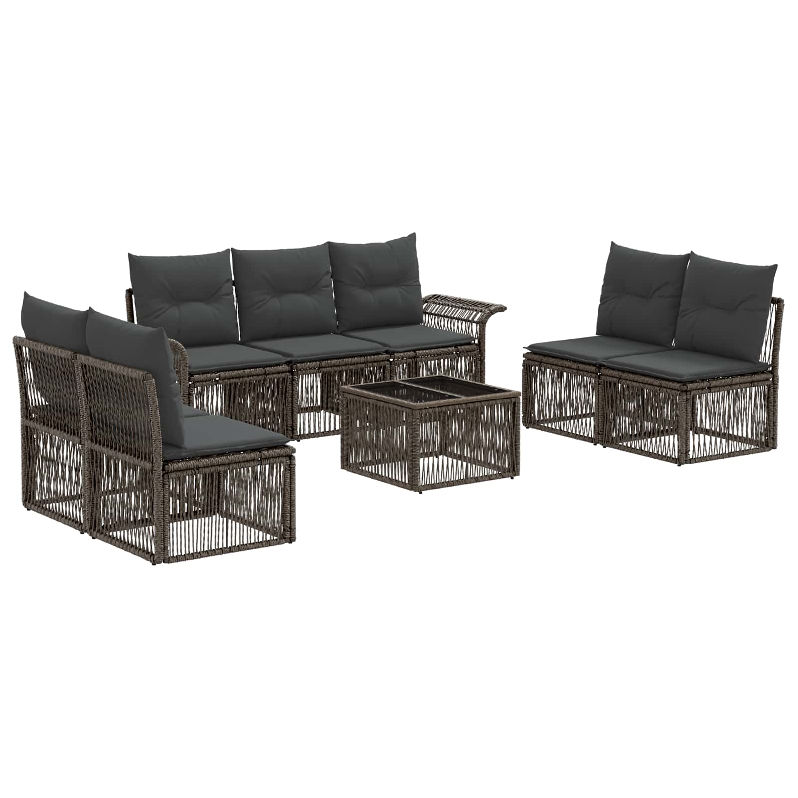 vidaXL Tuinbankenset 8 pcs Zwart poly rattan