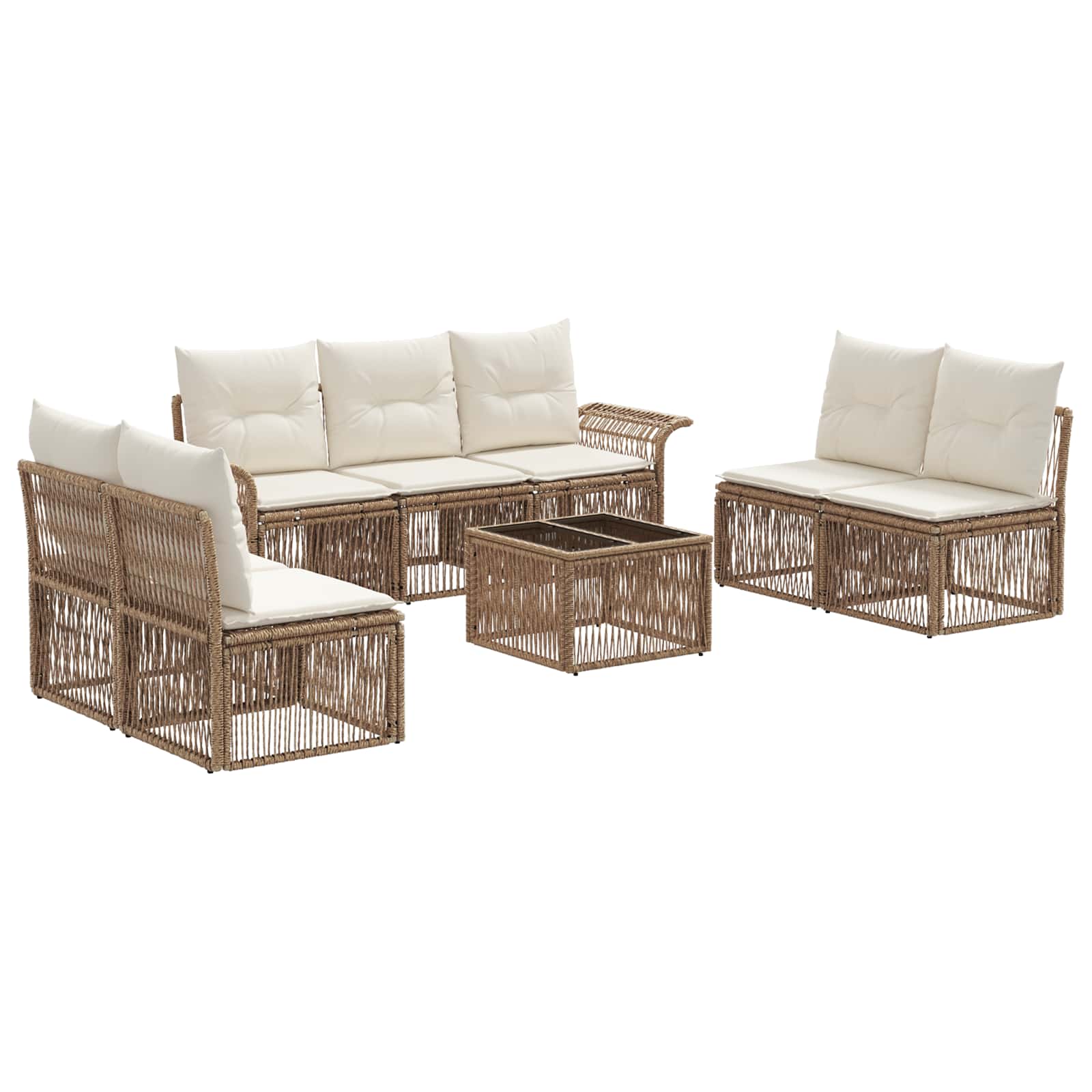 vidaXL Tuinbankenset 8 pcs Zwart poly rattan