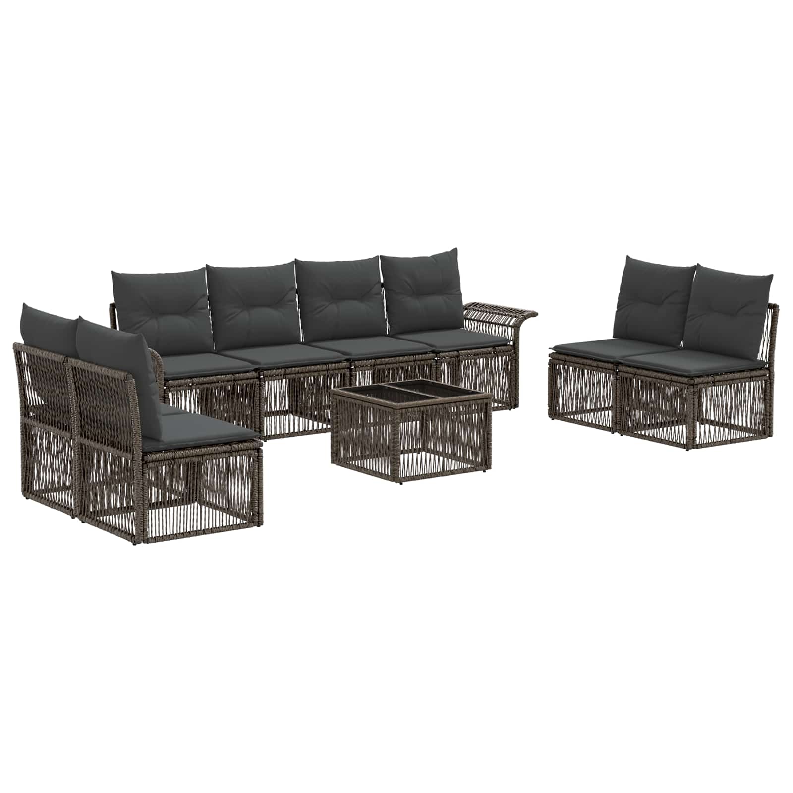 vidaXL Tuinbankenset 9 pcs Zwart poly rattan