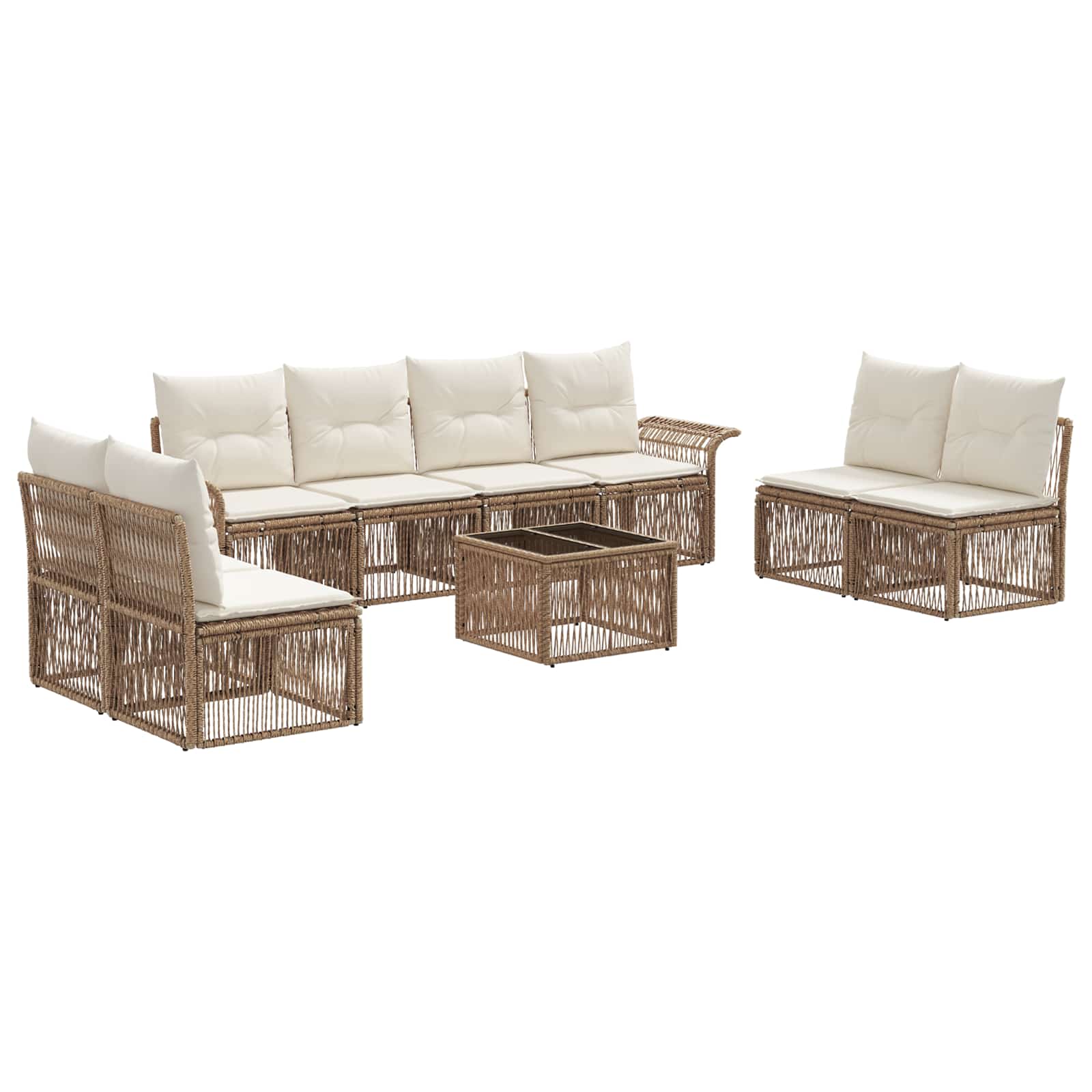 vidaXL Tuinbankenset 9 pcs Zwart poly rattan