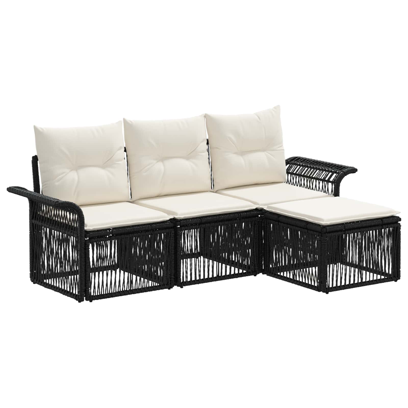 vidaXL Tuinbankenset 5 pcs Zwart poly rattan