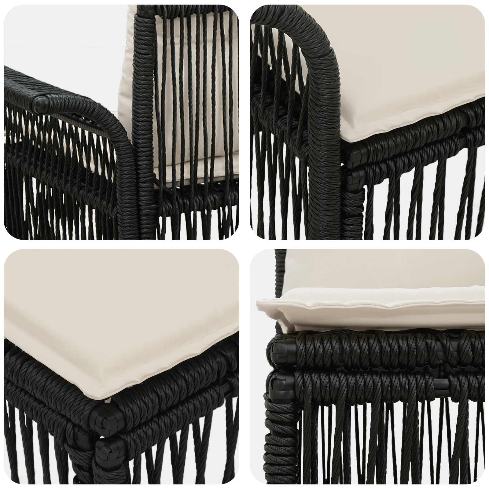 vidaXL Tuinbankenset 5 pcs Zwart poly rattan