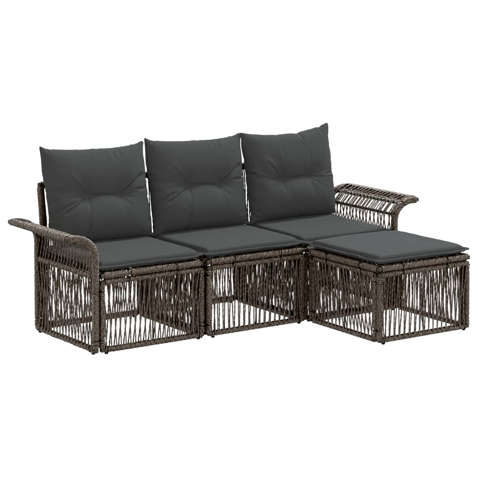vidaXL Tuinbankenset 5 pcs Zwart poly rattan