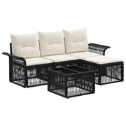 vidaXL Tuinbankenset 5 pcs Zwart poly rattan