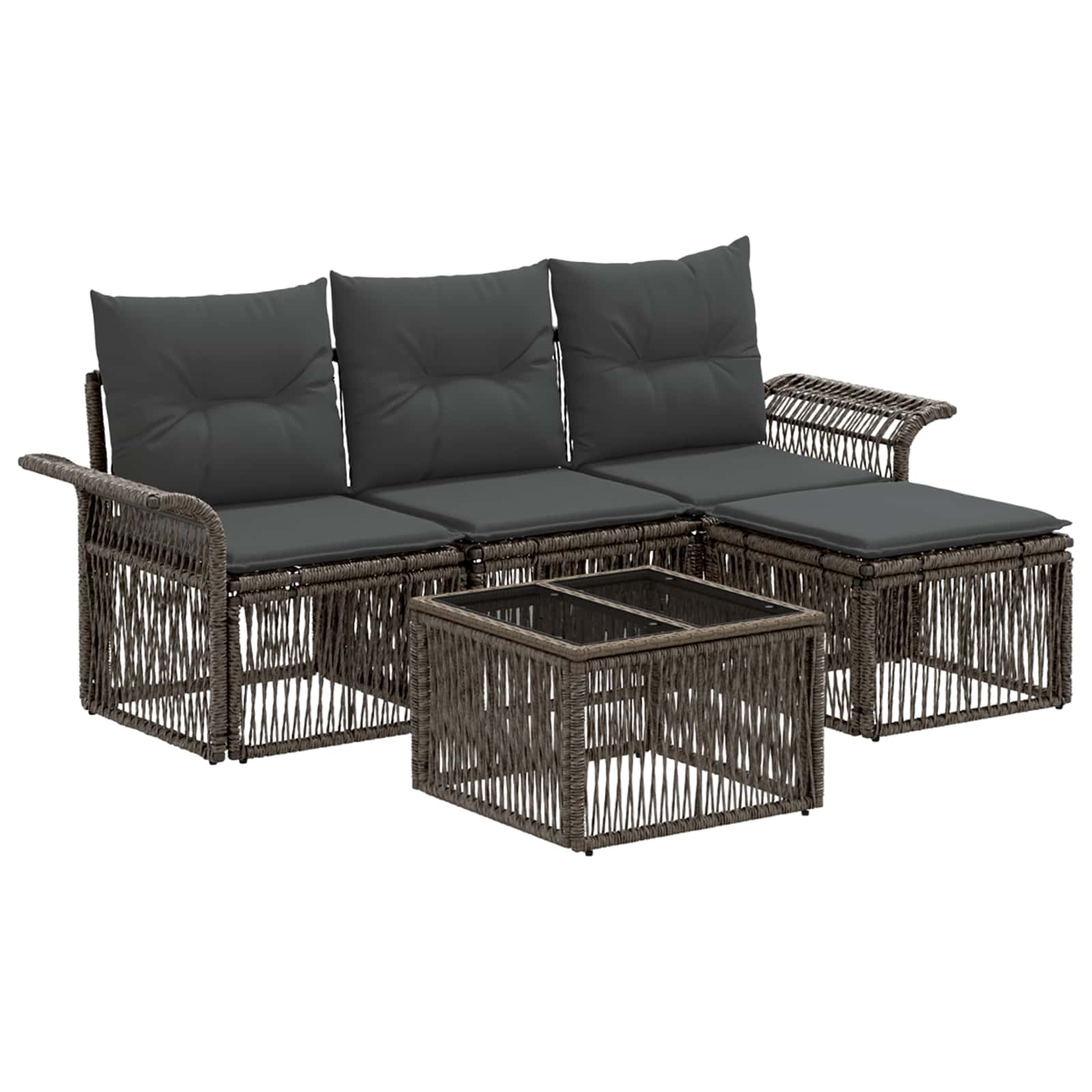 vidaXL Tuinbankenset 5 pcs Zwart poly rattan