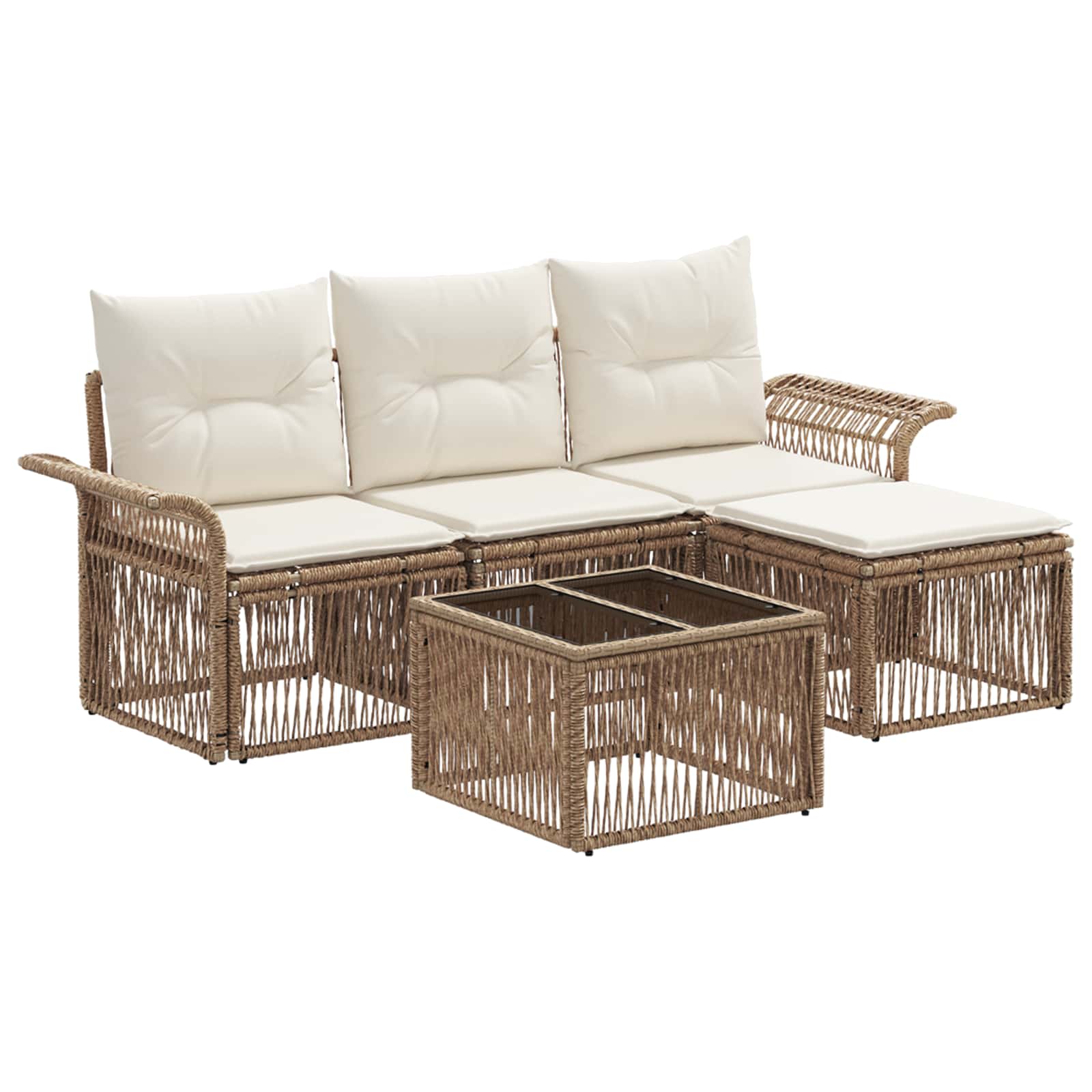 vidaXL Tuinbankenset 5 pcs Zwart poly rattan