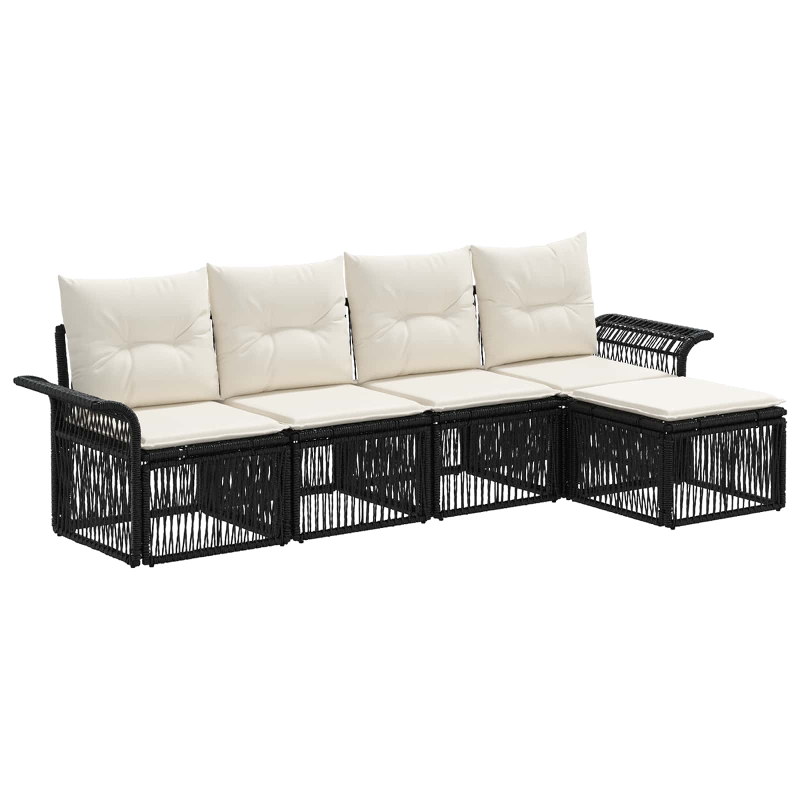 vidaXL Tuinbankenset 6 pcs Zwart poly rattan