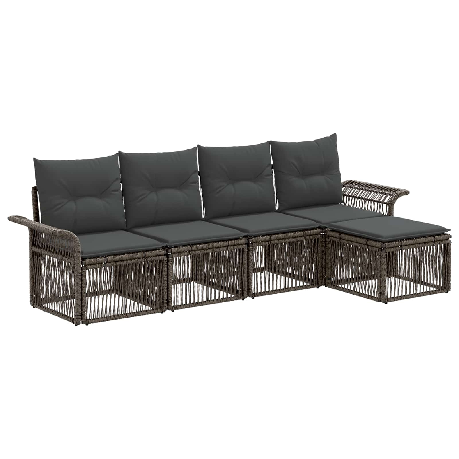 vidaXL Tuinbankenset 6 pcs Zwart poly rattan