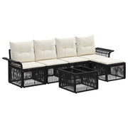 vidaXL Tuinbankenset 6 pcs Zwart poly rattan