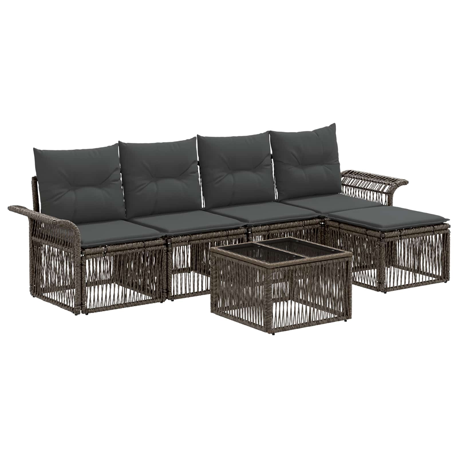 vidaXL Tuinbankenset 6 pcs Zwart poly rattan