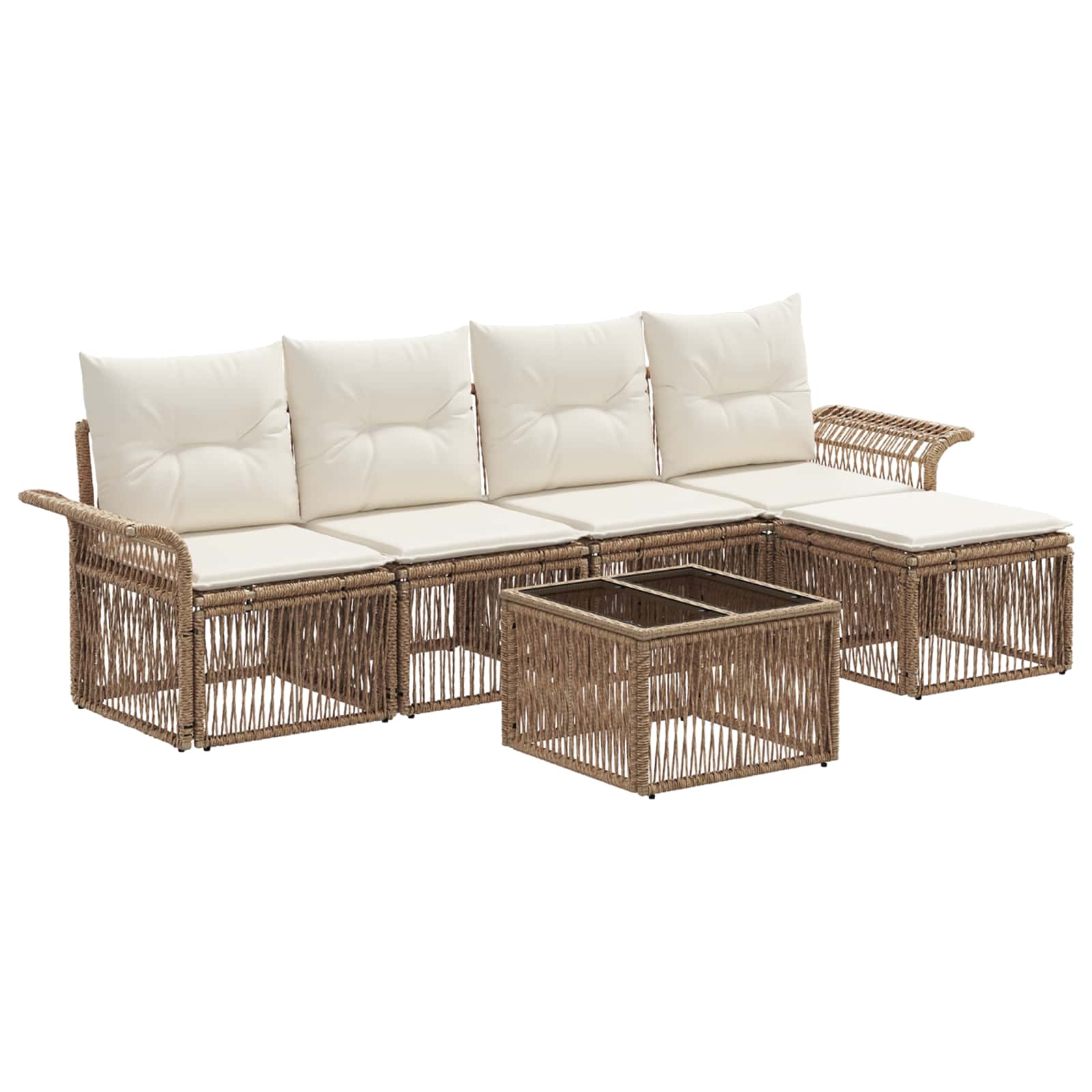 vidaXL Tuinbankenset 6 pcs Zwart poly rattan