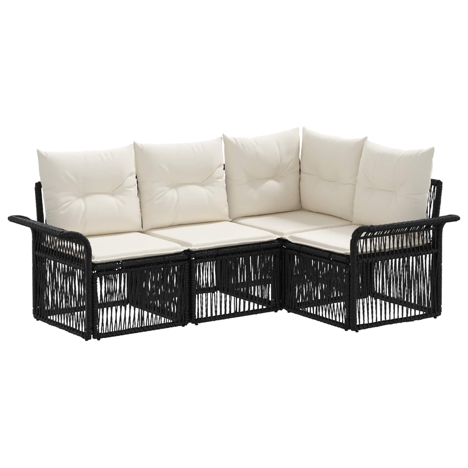 vidaXL Tuinbankenset 5 pcs Zwart poly rattan