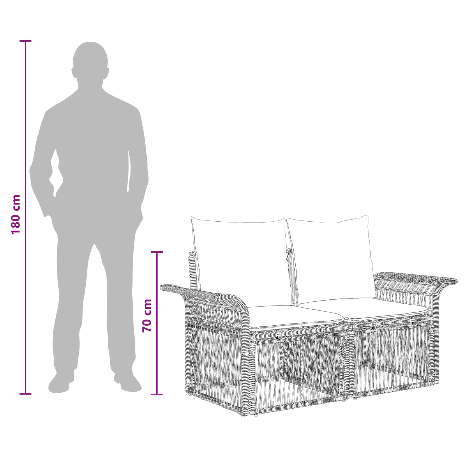 vidaXL Tuinbankenset 5 pcs Zwart poly rattan