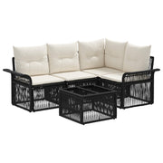 vidaXL Tuinbankenset 5 pcs Zwart poly rattan