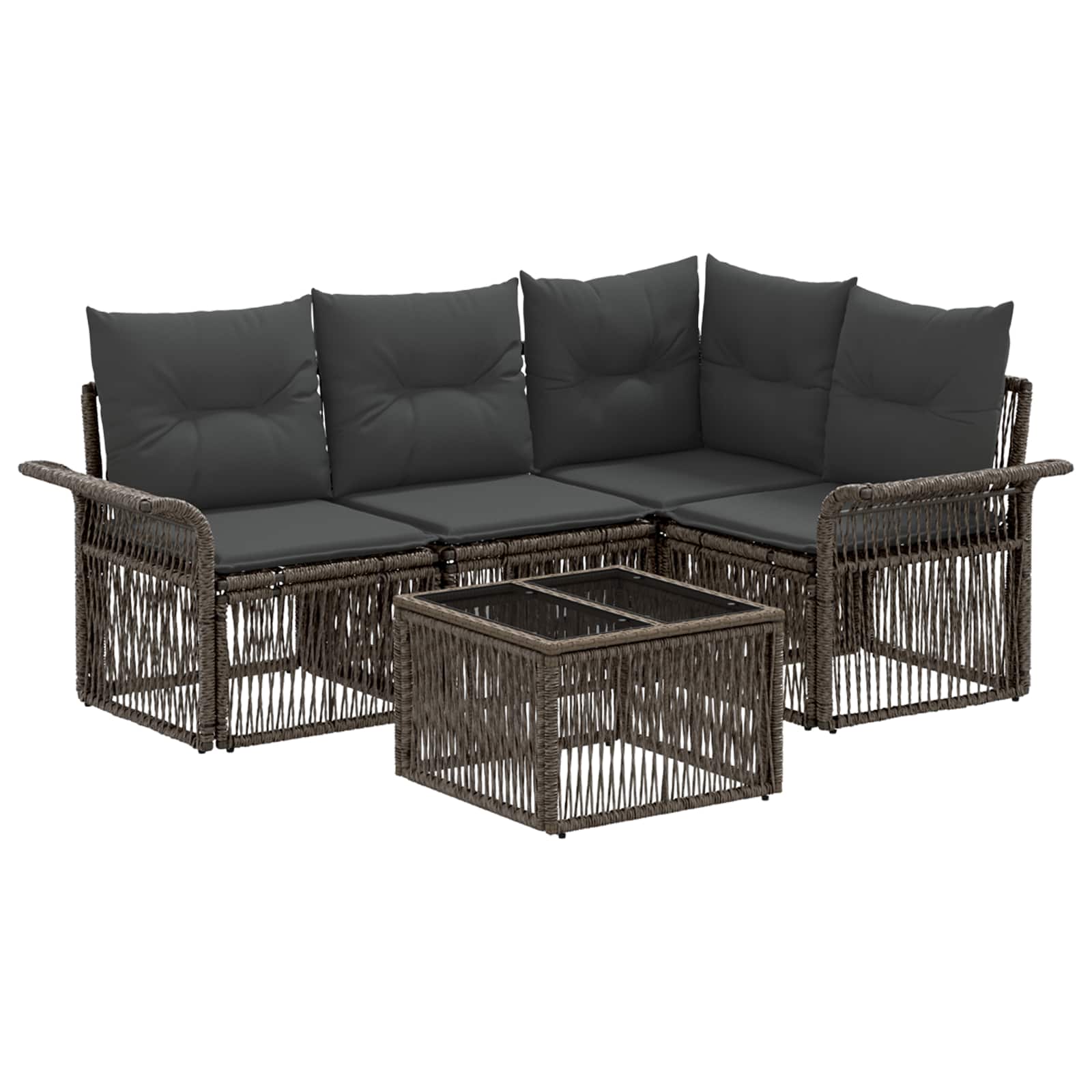 vidaXL Tuinbankenset 5 pcs Zwart poly rattan