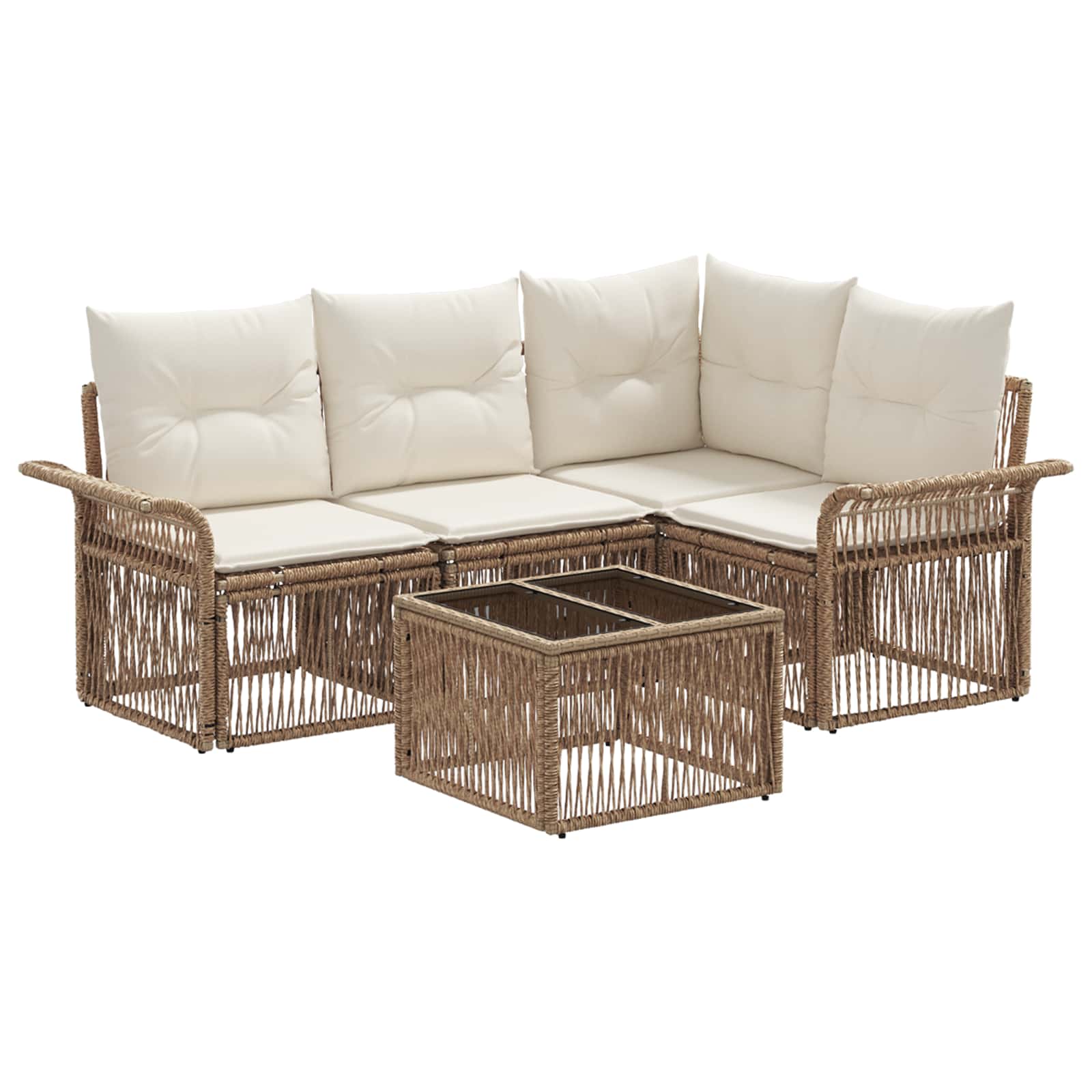 vidaXL Tuinbankenset 5 pcs Zwart poly rattan