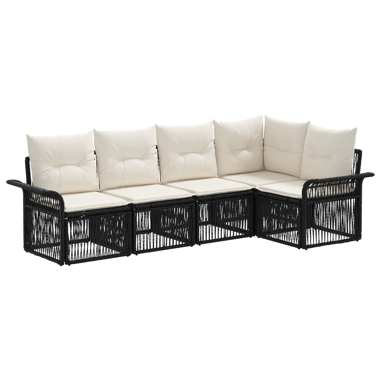 vidaXL Tuinbankenset 6 pcs Zwart poly rattan