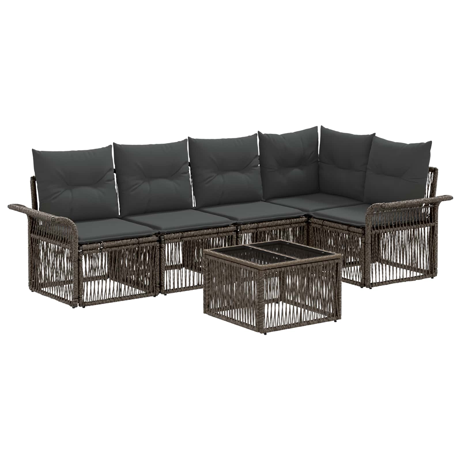 vidaXL Tuinbankenset 6 pcs Zwart poly rattan