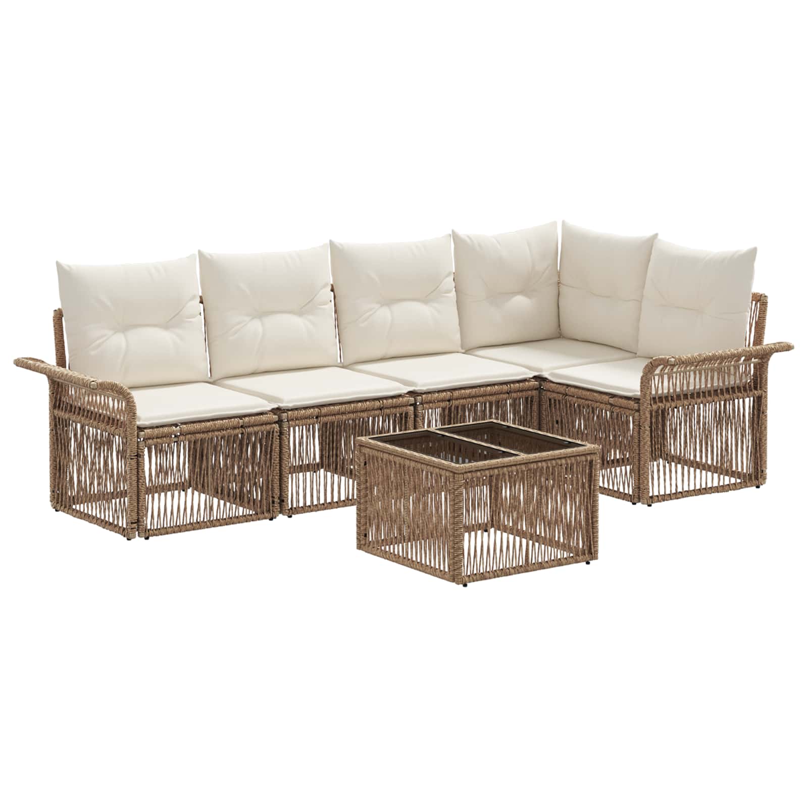 vidaXL Tuinbankenset 6 pcs Zwart poly rattan
