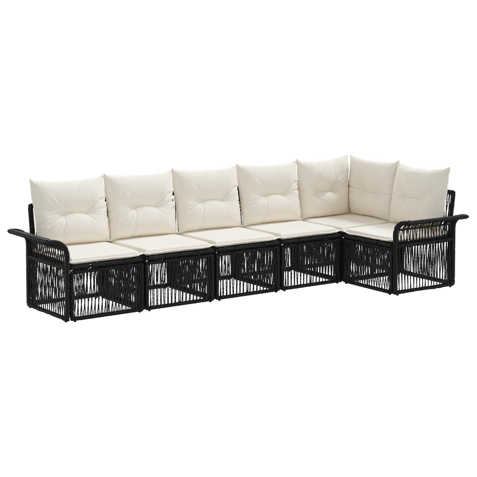 vidaXL Tuinbankenset 7 pcs Zwart poly rattan