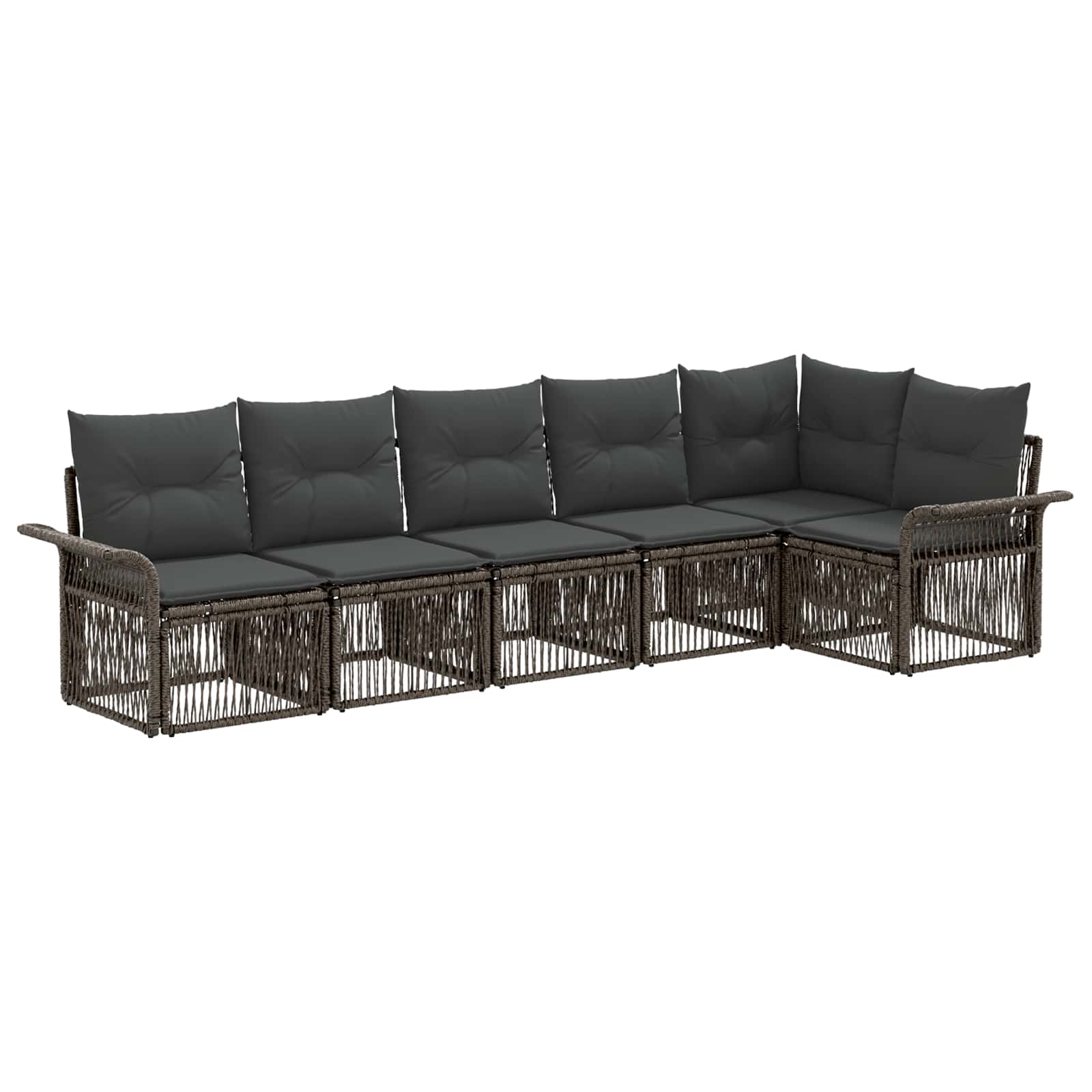 vidaXL Tuinbankenset 7 pcs Zwart poly rattan