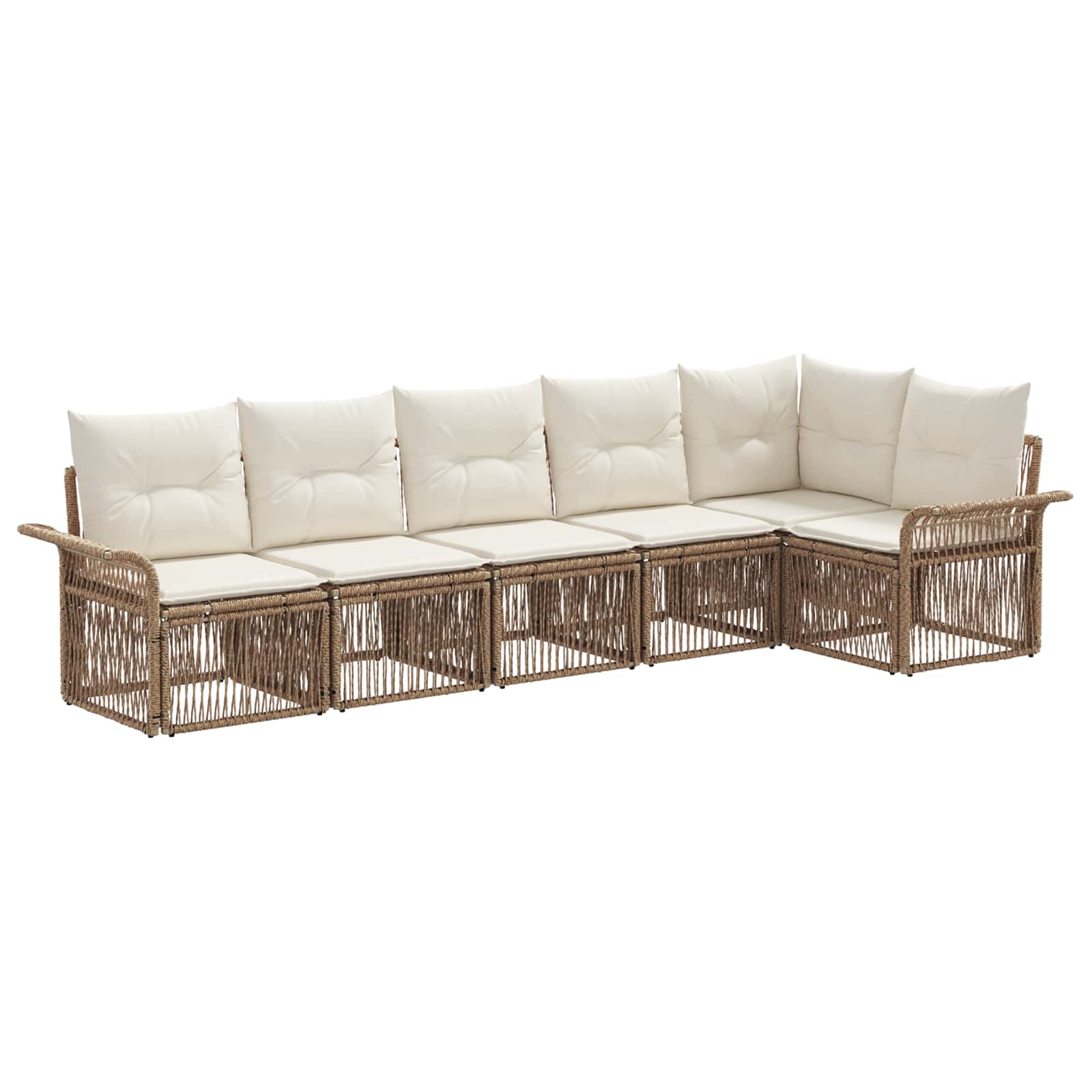 vidaXL Tuinbankenset 7 pcs Zwart poly rattan