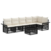 vidaXL Tuinbankenset 7 pcs Zwart poly rattan