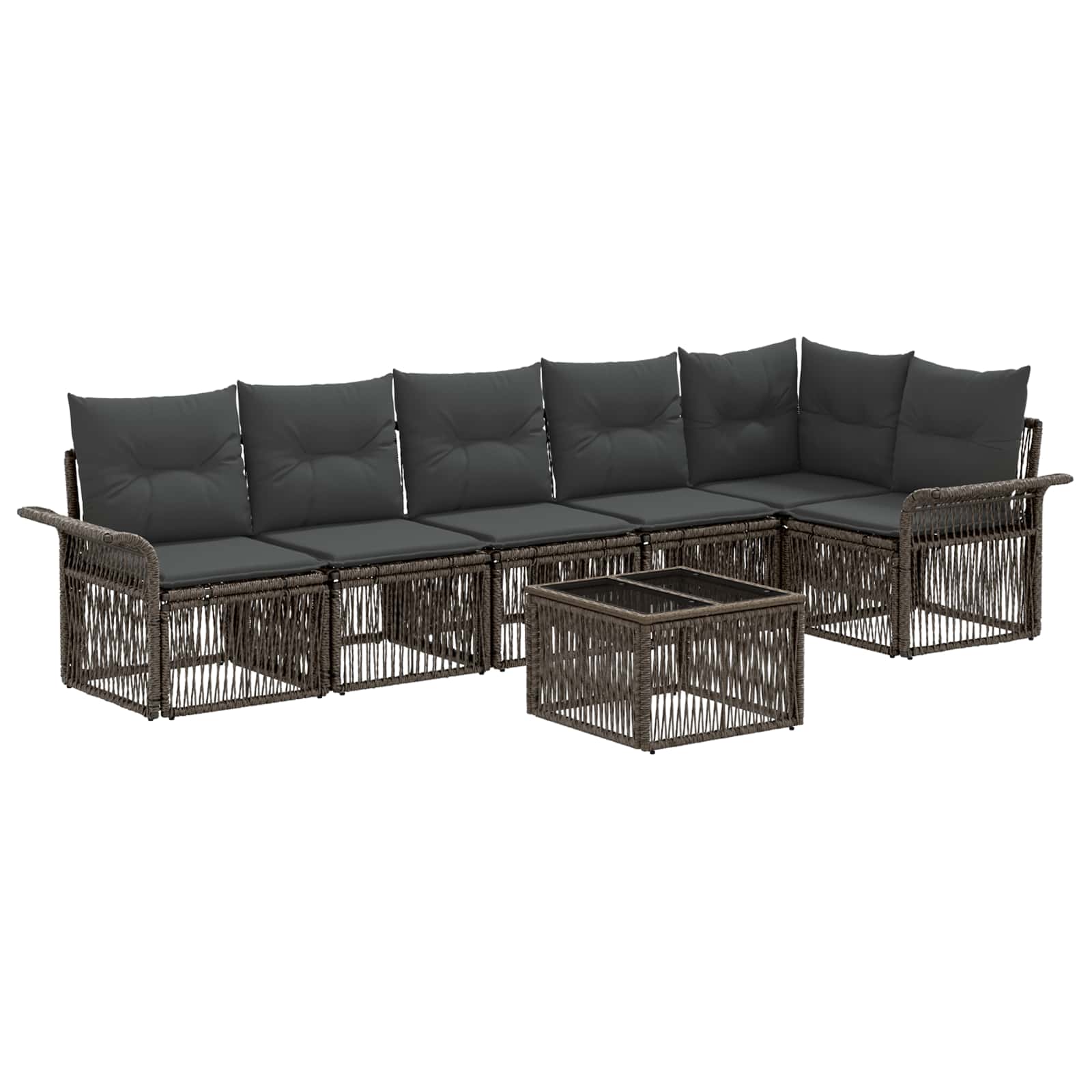 vidaXL Tuinbankenset 7 pcs Zwart poly rattan