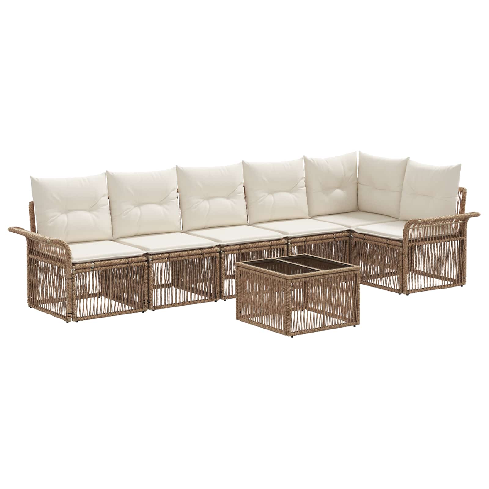vidaXL Tuinbankenset 7 pcs Zwart poly rattan