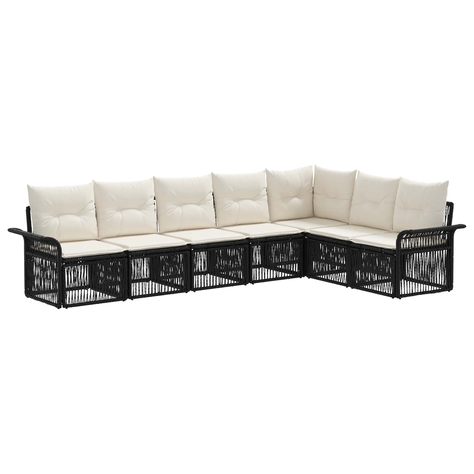vidaXL Tuinbankenset 8 pcs Zwart poly rattan