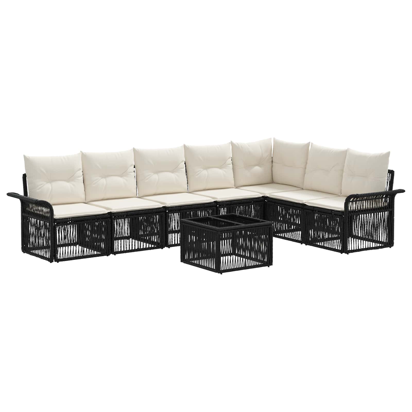 vidaXL Tuinbankenset 8 pcs Zwart poly rattan