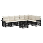 vidaXL Tuinbankenset 8 pcs Zwart poly rattan