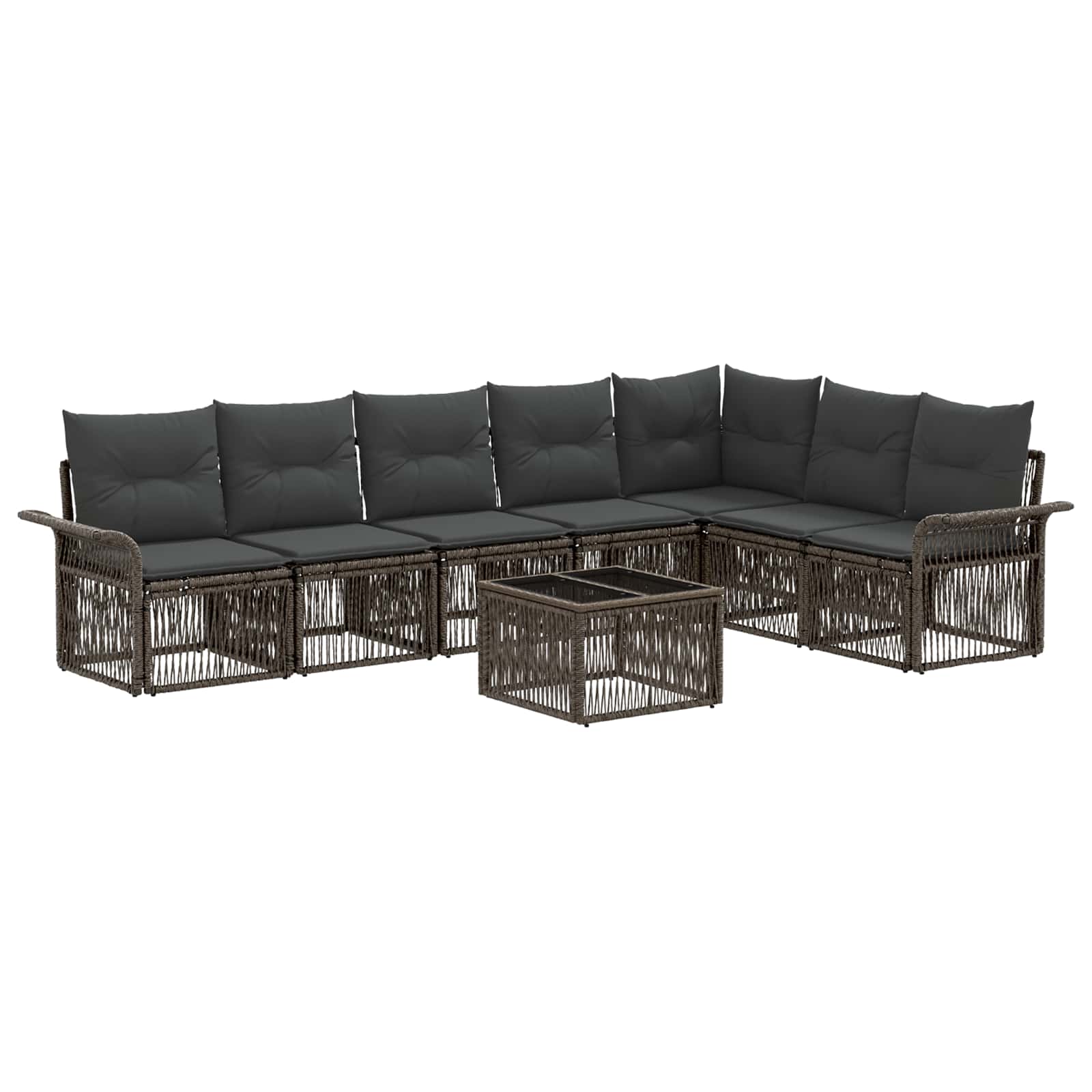 vidaXL Tuinbankenset 8 pcs Zwart poly rattan