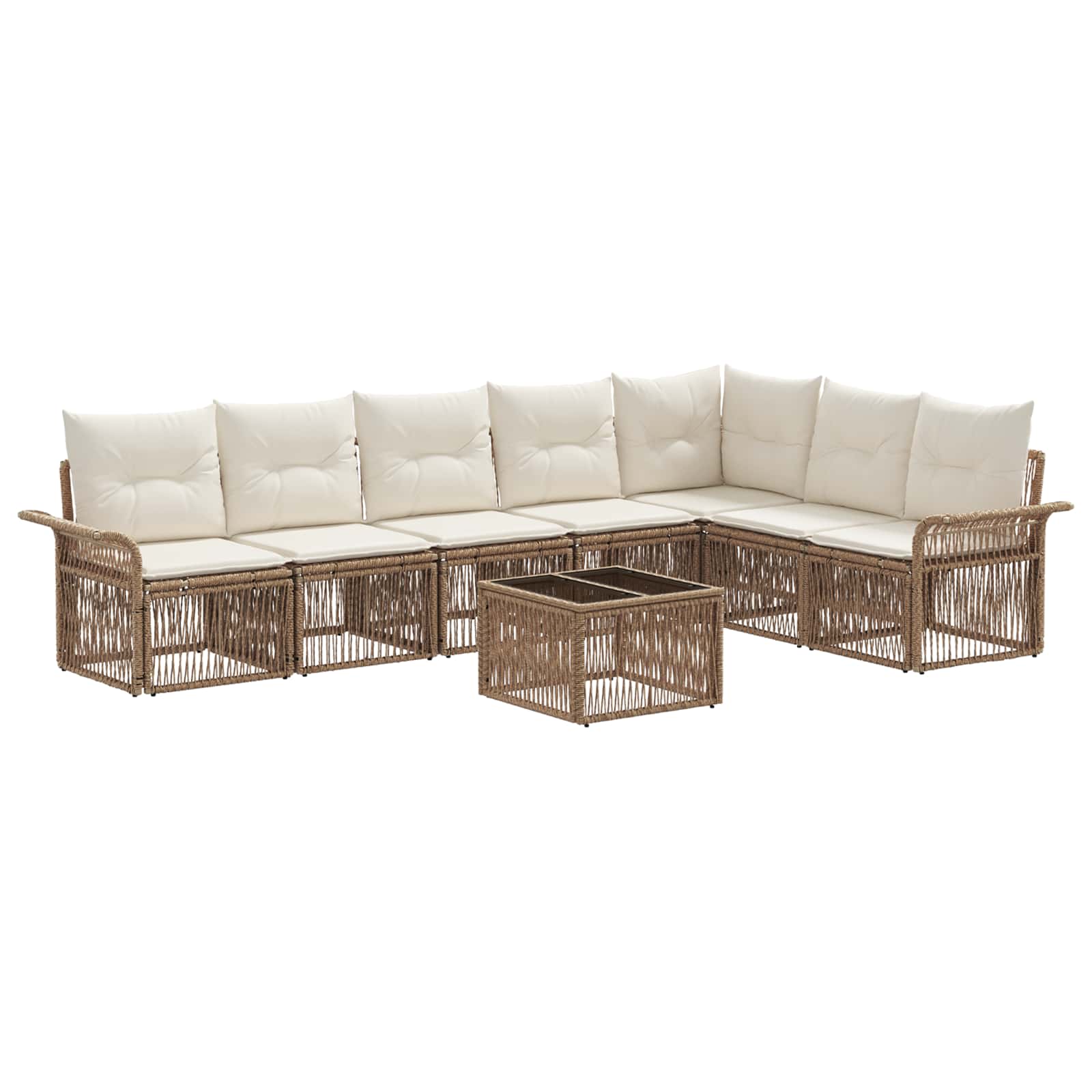 vidaXL Tuinbankenset 8 pcs Zwart poly rattan