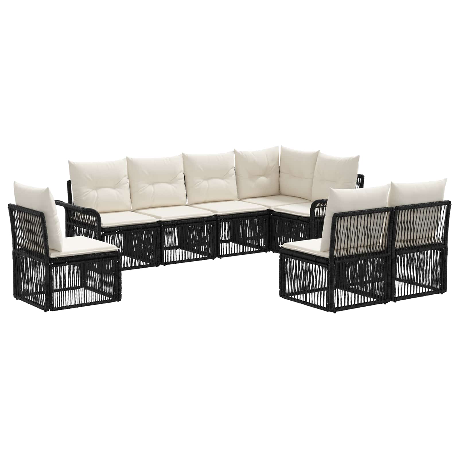 vidaXL Tuinbankenset 9 pcs Zwart poly rattan
