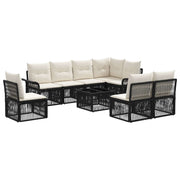 vidaXL Tuinbankenset 9 pcs Zwart poly rattan