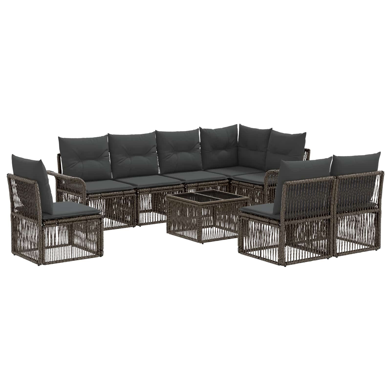 vidaXL Tuinbankenset 9 pcs Zwart poly rattan
