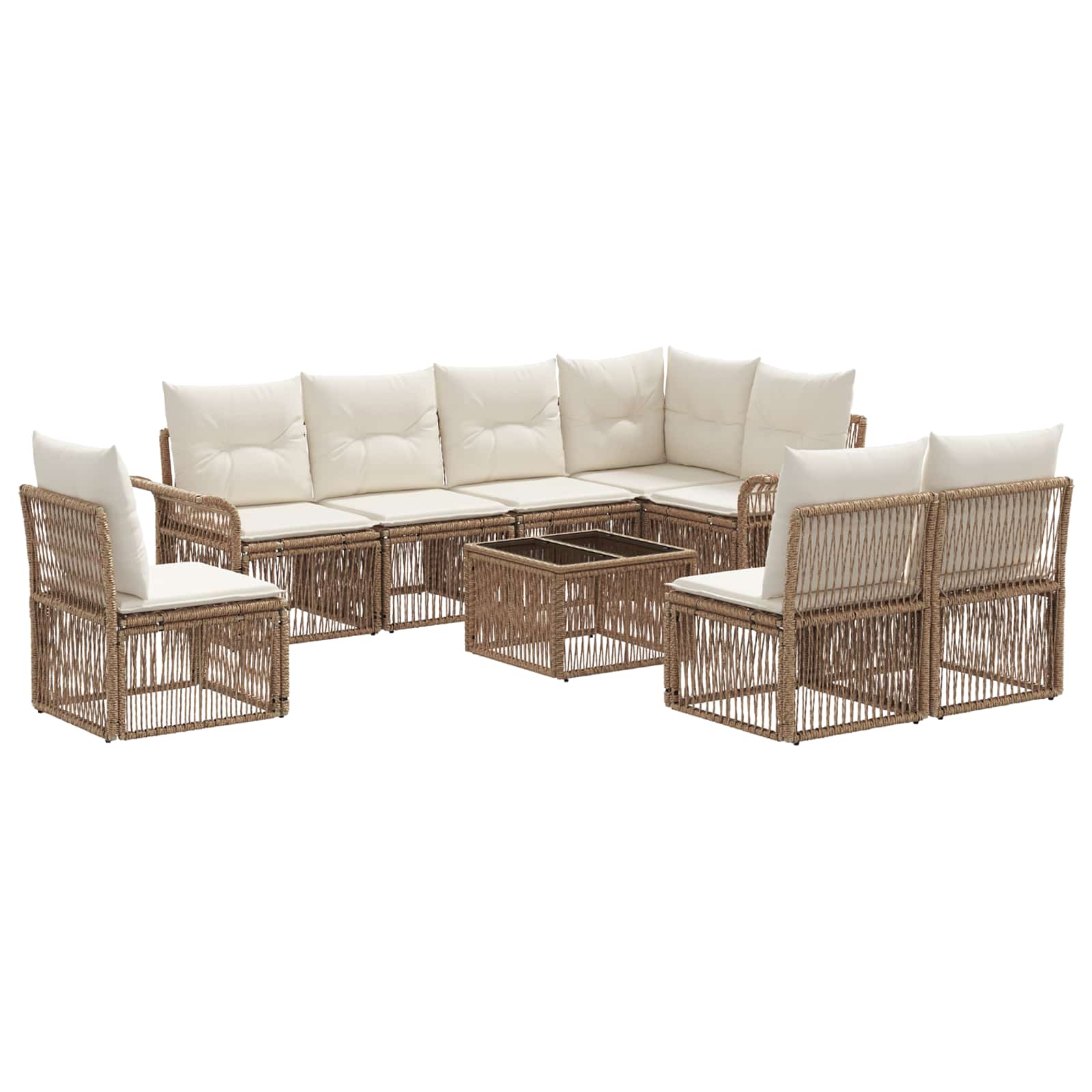 vidaXL Tuinbankenset 9 pcs Zwart poly rattan