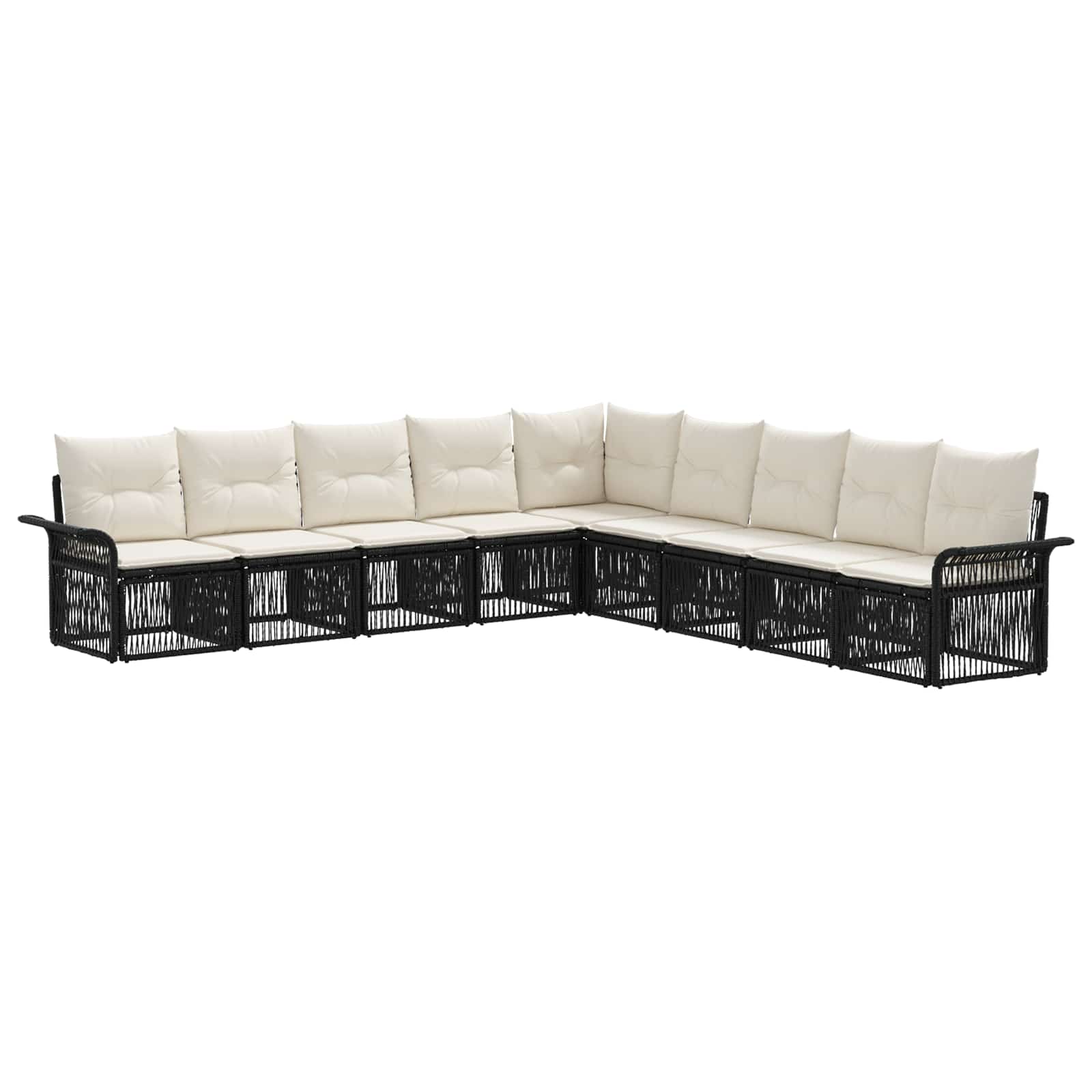 vidaXL Tuinbankenset 10 pcs Zwart poly rattan